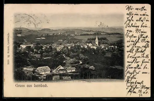 AK Lembach, Panorama mit Kirche und Ort