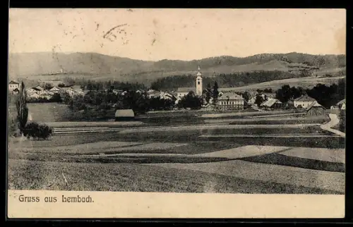 AK Lembach, Ortspanorama mit Feldern