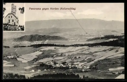 AK Kollerschlag, Gesamtansicht, Panorama gegen Norden, Turmgebäude