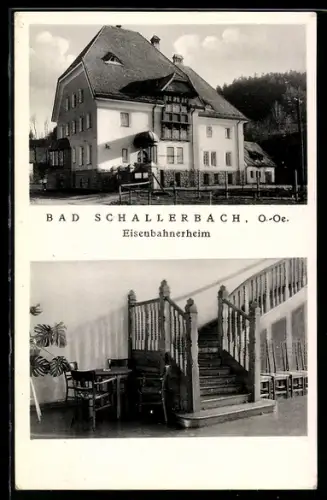 AK Bad Schallerbach /O. Ö., Eisenbahnerheim, mit Treppenhaus