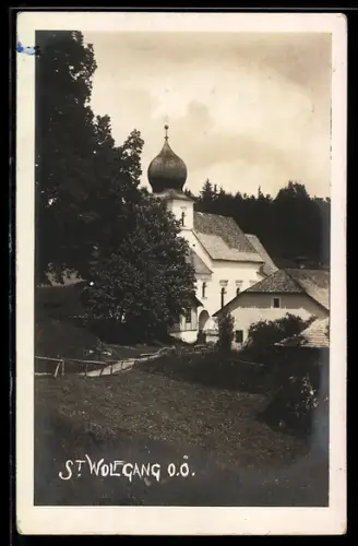AK St. Wolfgang /O. Ö., Kirche mit Häusern