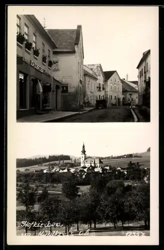 AK Hofkirchen im Mühlkreis, Ortsansicht mit Kirche und Strassenansicht