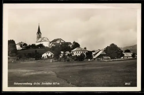 AK Schwarzenberg /O.Ö., Ortsansicht mit Kirche