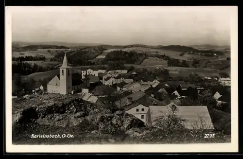 AK Sarleinsbach /O. Ö., Totalsansicht mit Kirche aus der Vogelschau