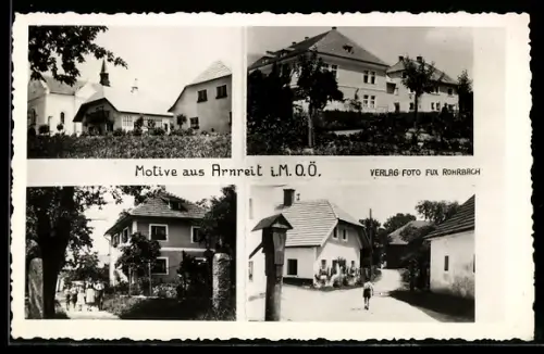 AK Arnreit i.M., Verschiedene Ortspartien mit Kirche und Dorfstrasse