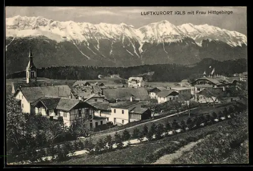 AK Igls, Ortsansicht mit Frau Hittgebirge