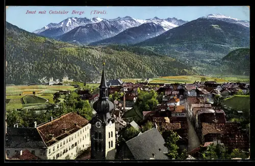 AK Imst /Tirol, Teilansicht mit Ötztaler Berge