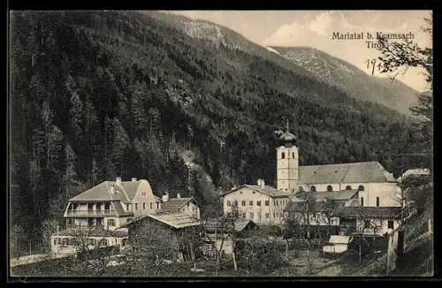AK Kramsach, Wallfahrtskirche Mariatal, Bergpanorama