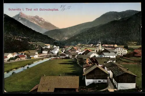 AK Scharnitz i. Tirol, Gesamtansicht mit Gleirschspitze