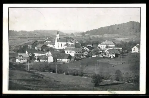 AK Oberkappel i. M., Panorama mit Ort aus der Vogelschau