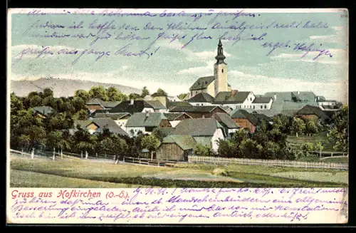 AK Hofkirchen /O.Ö., Ortsansicht mit der Kirche