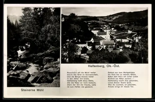 AK Helfenberg /Ob.Öst., Ortsansicht, Steinerne Mühl, Gedicht