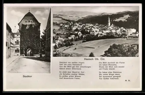 AK Haslach /Ob. Öst, Stadttor, Ortsansicht