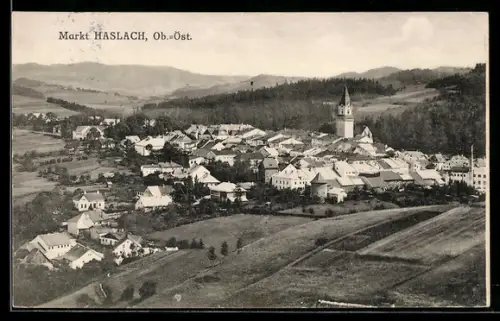 AK Haslach /Ob.-Öst., Teilansicht mit Kirche