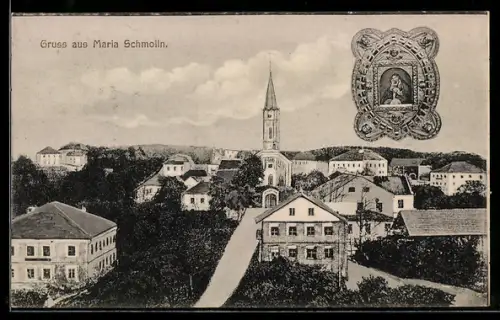 AK Maria Schmolln, Strassenpartie mit Kirche, Gnadenbild