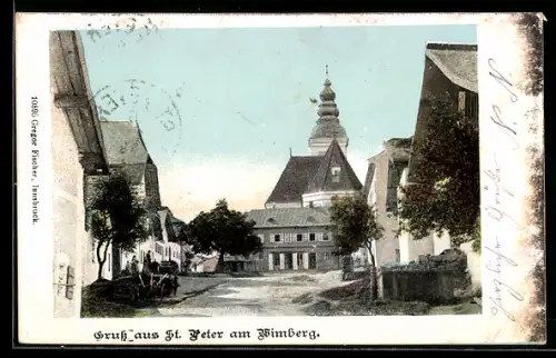 AK St. Peter am Wimberg, Strassenpartie mit Kirche