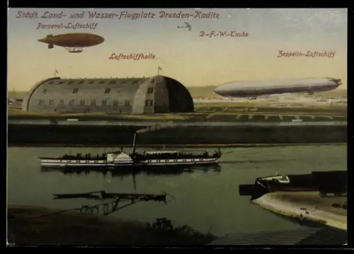 AK Dresden, Ansichtskarten-, Briefmarken- und Münzbörse 2014/15, Städt. Land- und Wasser-Flugplatz Dresden