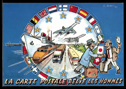 Künstler-AK Journée Nationale de la Carte Postale 1989, Federation des Associations Cartophiles Francaises