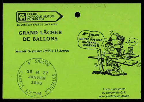 AK Lyon, 4ème Salon de la Carte Postale Ancienne et Moderne 1985, Grand Lacher de Ballons