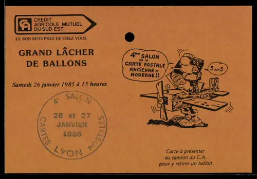 AK Lyon, 4ème Salon de la Carte Postale Ancienne et Moderne 1985, Grand Lacher de Ballons