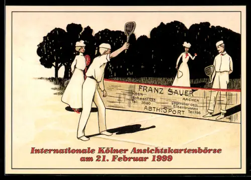 AK Köln, Internationale Ansichtskartenbörse im Februar 1999, Zwei Paare beim Tennis
