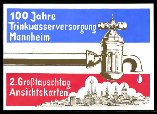 AK Mannheim, 2. Grosstauschtag Ansichtskarten 1988, Kaschemme, 100 Jahre Trinkwasserversorgung