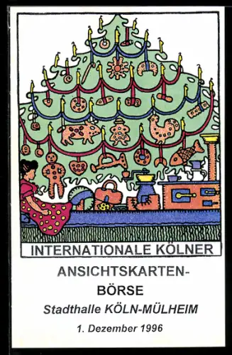 AK Köln-Mülheim, Internationale Kölner Ansichtskartenbörse in der Stadthalle, 1996, Weihnachtsbaum