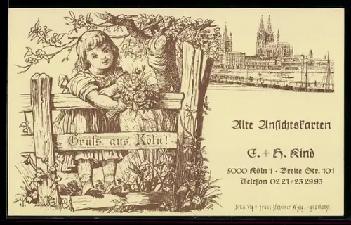 AK Köln, Briefmarken und Münzen E. und H. Kind, Alte Ansichtskarten, Breite Str. 101, Schiffsbrücke über den Rhein