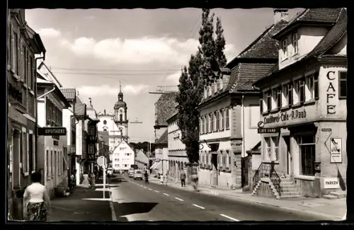 AK Neckarsulm, Marktstrasse, Apotheke, Café Raab, Kirche