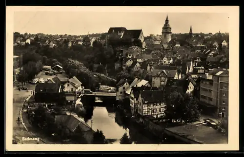AK Backnang, Ortsansicht mit Fluss und Brücke