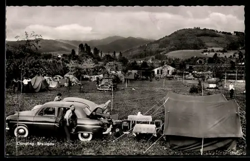 AK Gundelfingen /Breisgau, Camping Breisgau, Platz mit Zelten und Autos