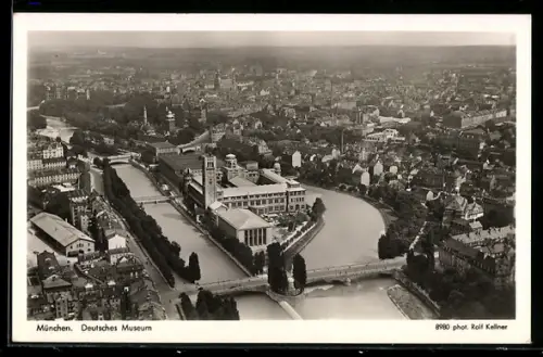 AK München, Deutsches Museum und Stadt aus der Vogelschau