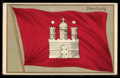 AK Hamburg, Flagge mit Stadtwappen