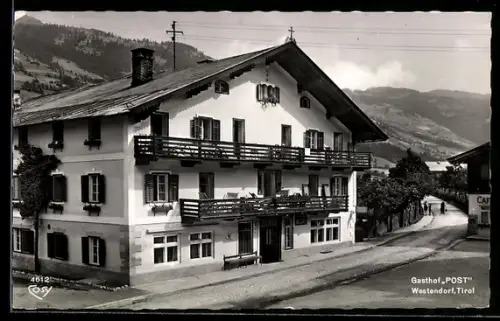 AK Westendorf /Tirol, Gasthof Post mit Strasse