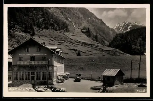 AK Zwieselstein, Gasthof Post, Bergpanorama