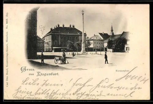 AK Klagenfurt, Fürstenplatz mit Säulendenkmal