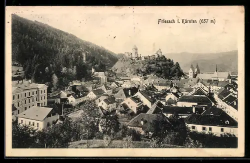 AK Friesach i. Kärnten, Teilansicht mit Burg und Kirche