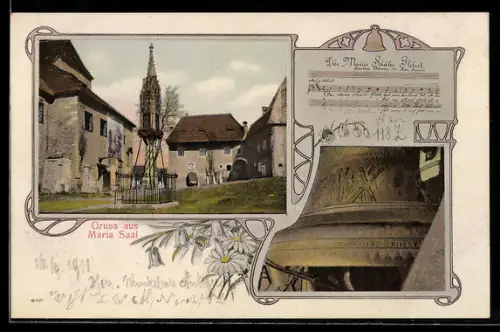 AK Maria Saal, Dom mit Innenhof und Glocke