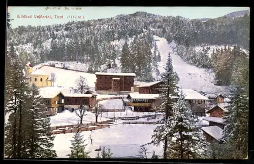 AK Wildbad Voldertal /Tirol, Panorama mit Kirche und Brücke