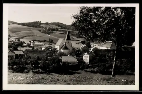 AK Schönau /O.Ö., Panorama mit Kirche