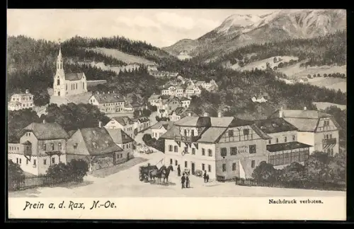 Künstler-AK Prein a. d. Rax, Hotel Eggl, Ortspartie
