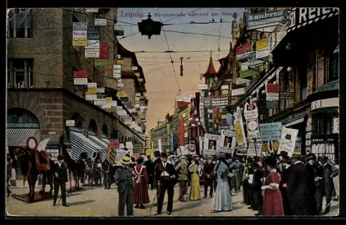 AK Leipzig, Reichsstrasse mit Besuchern während der Leipziger Messe