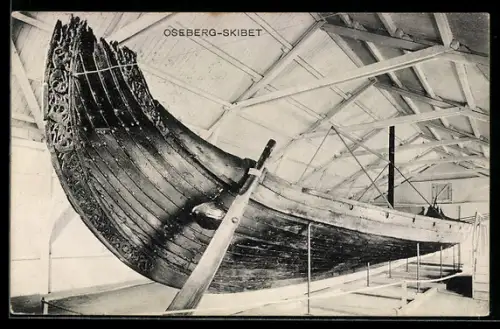AK Oslo, Das Oseberg-Schiff im Museum