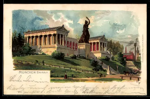 Künstler-AK München, Denkmal die Bavaria