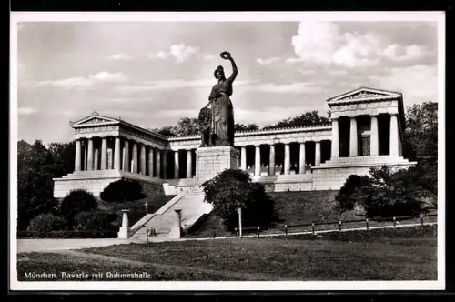 AK München, Partie mit Bavaria und Ruhmeshalle
