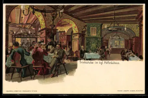 Künstler-AK München, Trinkstube im Hofbräuhaus