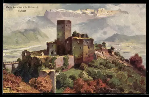 Künstler-AK Rud.A. Höger: Ueberetsch, Burg Hocheppan