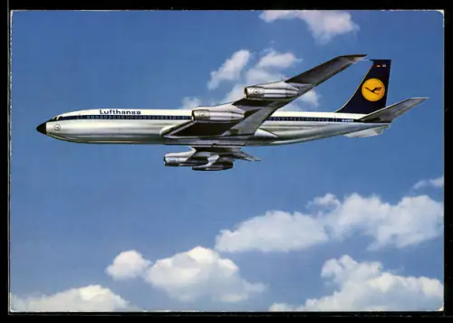 AK Flugzeug Boeing 707 d. Lufthansa über den Wolken