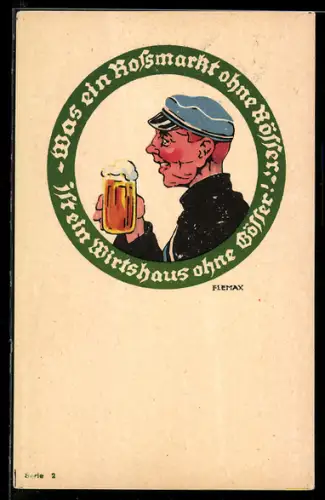 AK Brauerei-Werbung Gösser, Bursche trinkt Bier