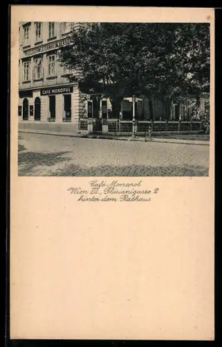 AK Wien, Café Monopol hinter dem Rathaus in der Florianigasse 2